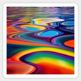 Liquid Colors Flowing Infinitely - Heavy Texture Swirling Thick Wet Paint - Abstract Inspirational Rainbow Drips Sticker